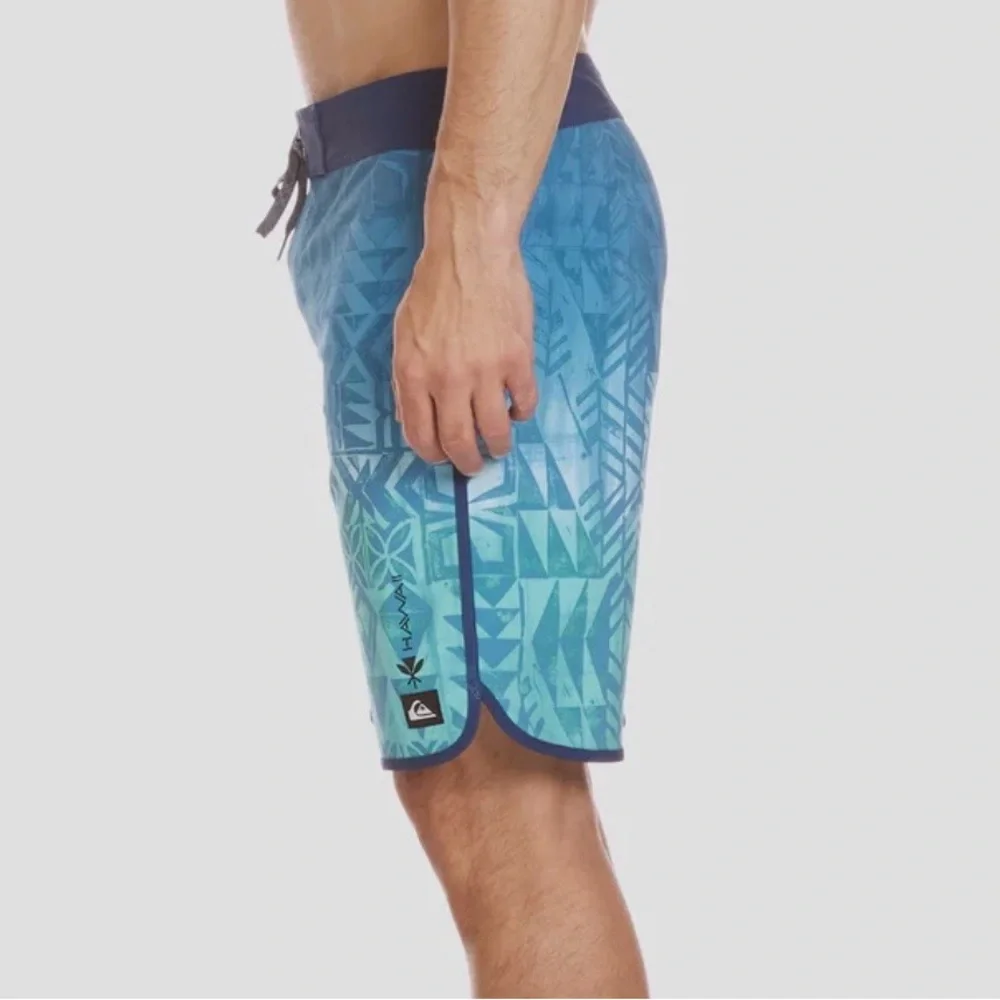 Quiksilver Aqua and Navy Men's Swim Trunks